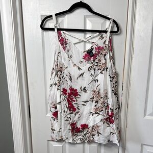 Torrid Asymmetrical White and Pink Camisole Top